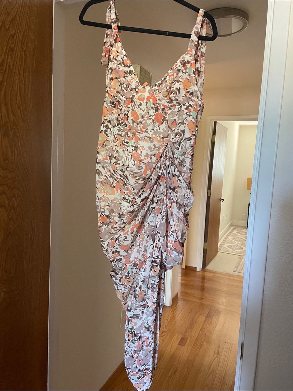 PrettyLittleThing Peach Floral Dress
